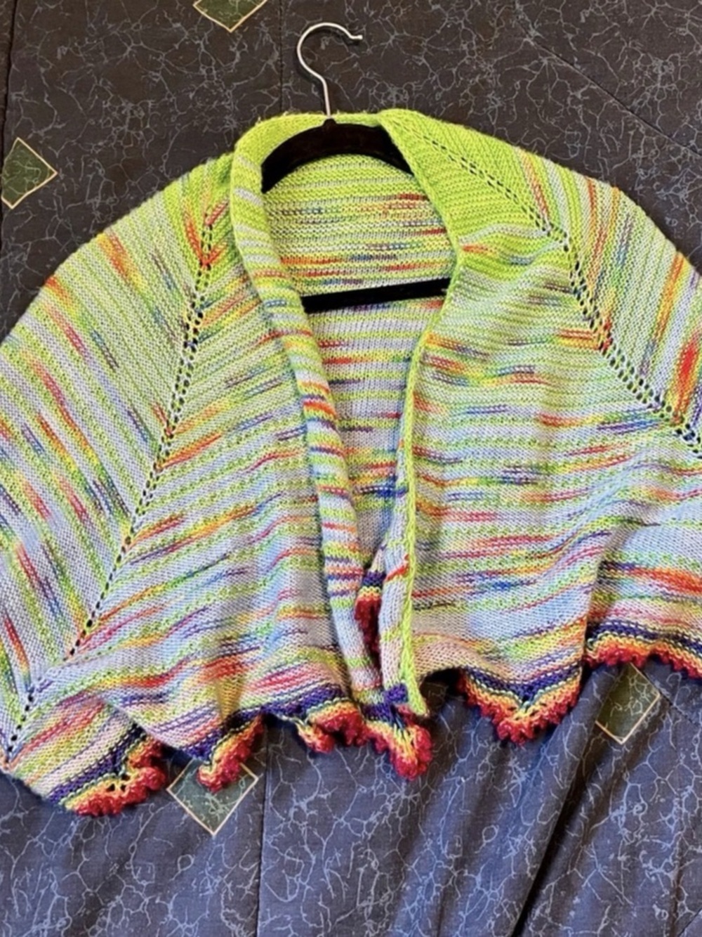 HANDMADE rainbow knit poncho wrap one size
